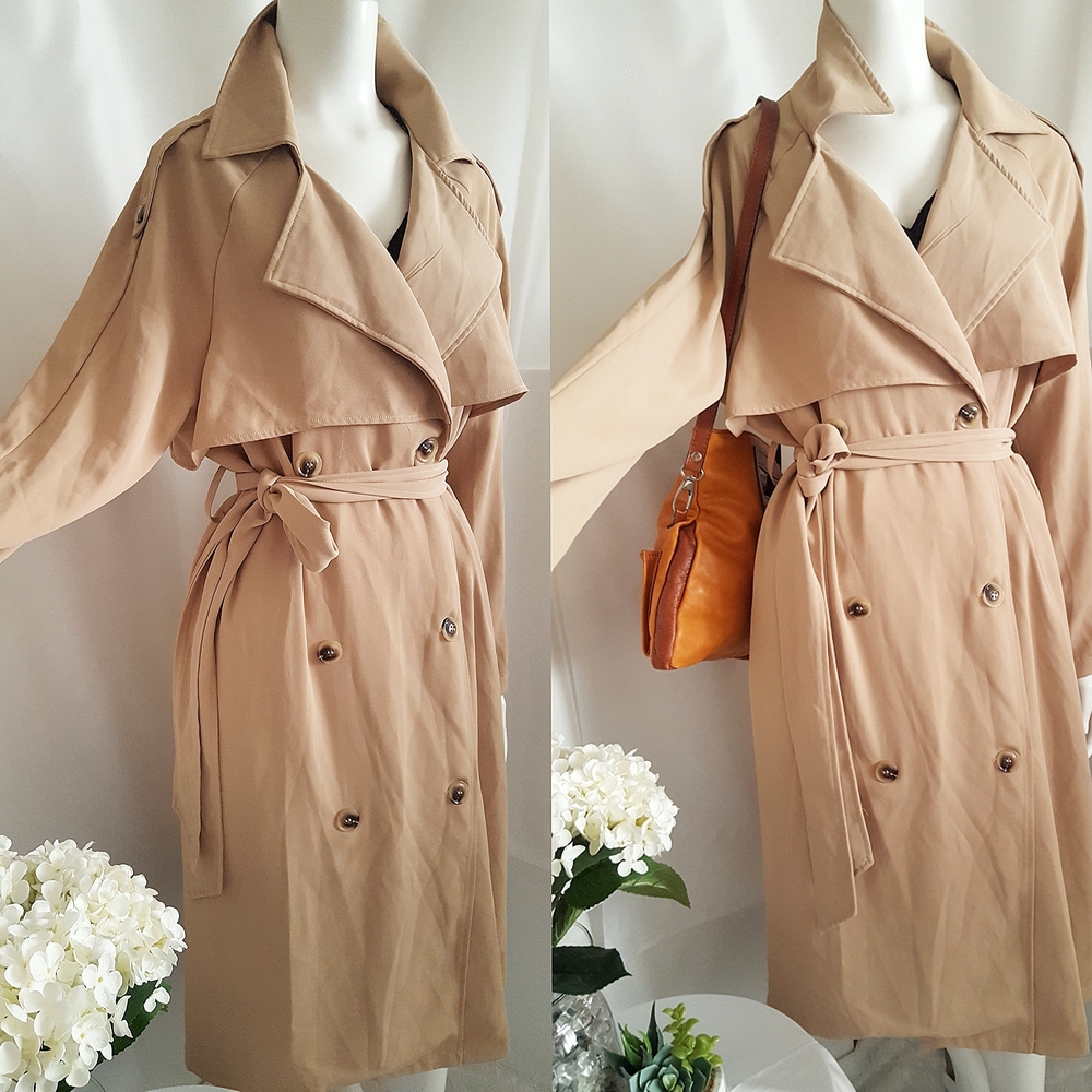 NEW Summer/Fall Lightweight Soft Tan Long Trench Coat|Lightweight